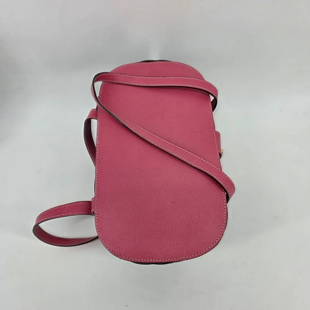 Kate Spade Pink Leather Dark Brown Wicker Picnic Basket Polka Dot Satchel Bag